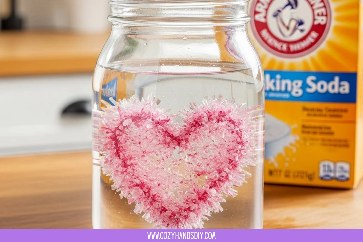 Baking Soda Crystal Heart Growth