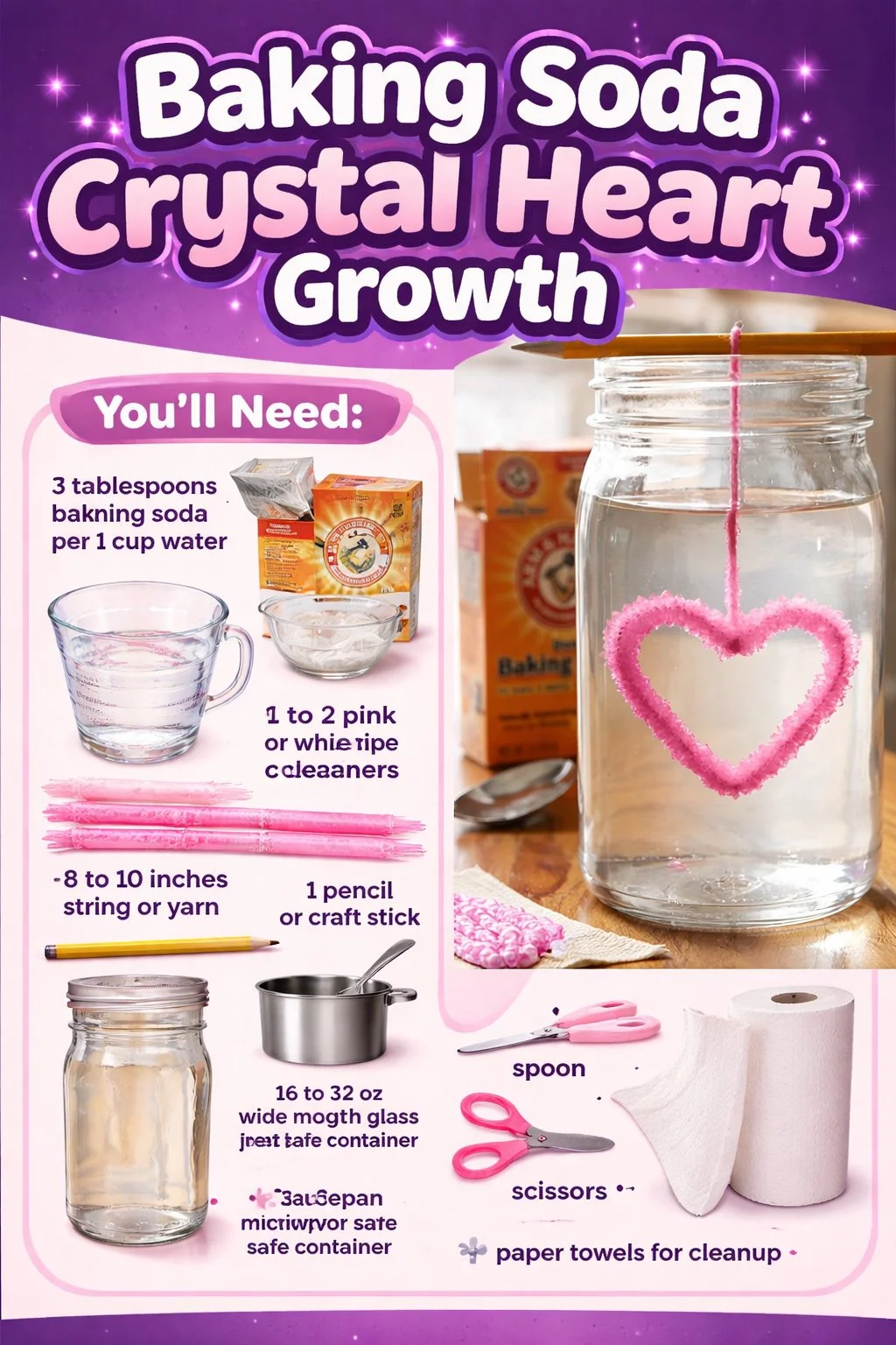 Baking Soda Crystal Heart Growth 6 Baking Soda Crystal Heart Growth