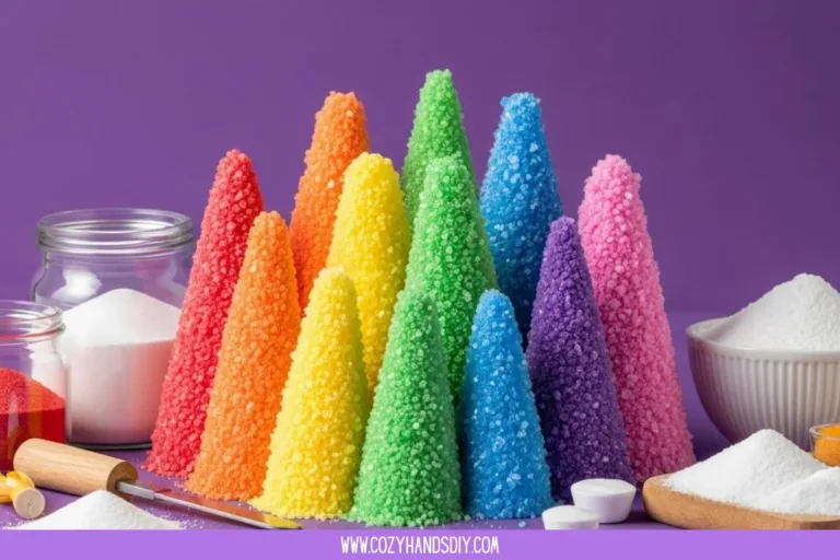 Baking Soda Rainbow Crystal Forest created with colorful crystals.
