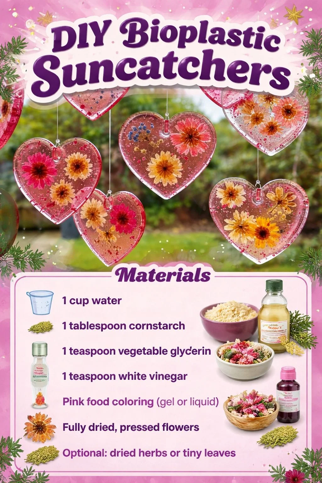 DIY Bioplastic Suncatchers with Flowers Recipe