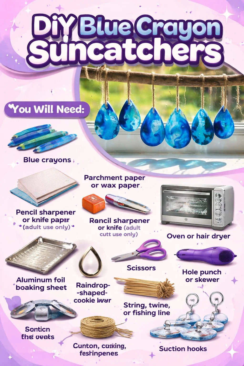 DIY Blue Crayon Suncatchers 6 DIY Blue Crayon Suncatchers