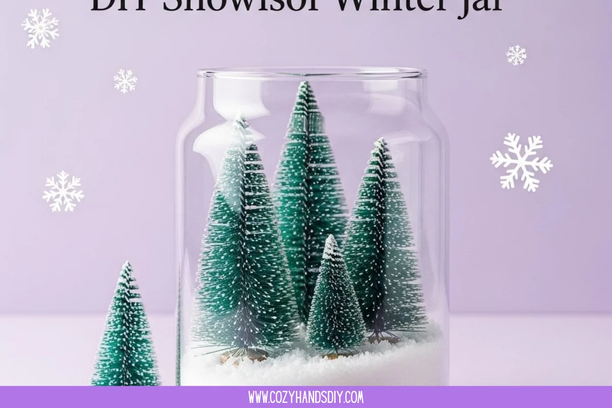 DIY snowstorm jar filled with glitter and water for winter decor
