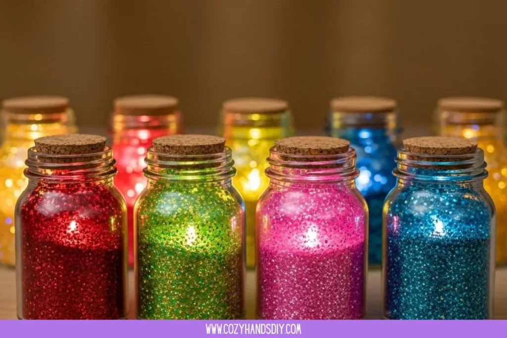 Colorful glitter jar for calming big feelings and promoting joy in children