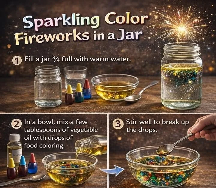 Sparkling Color Fireworks in a Jar