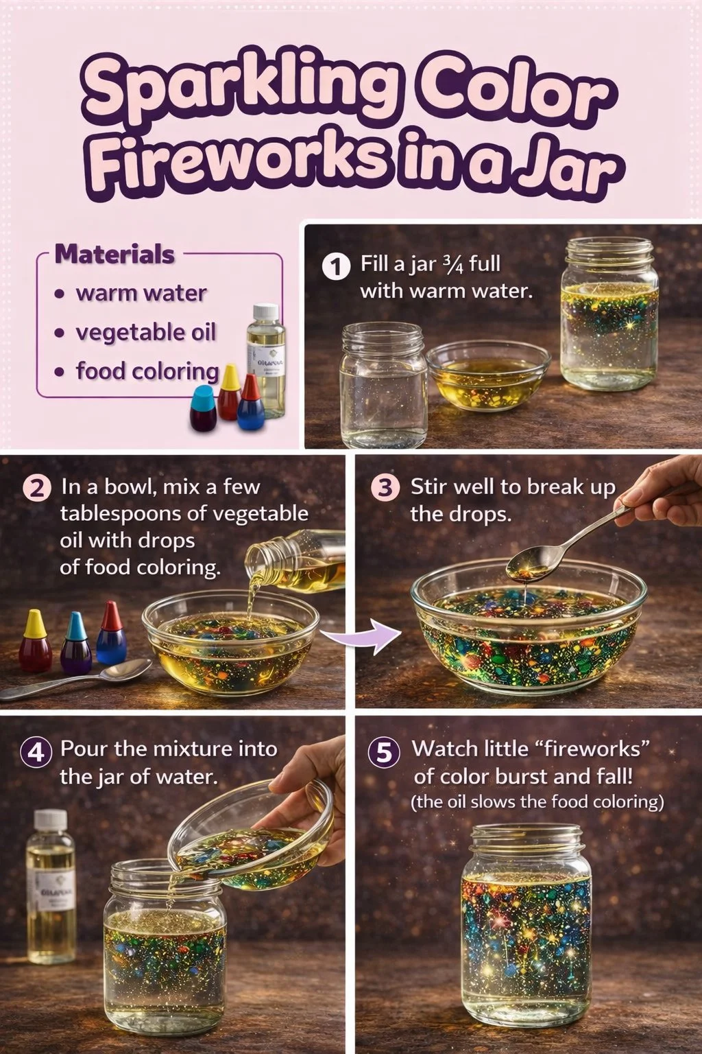 Sparkling Color Fireworks in a Jar