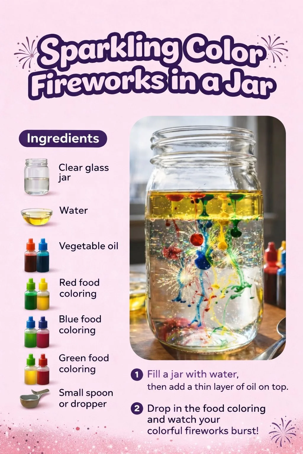 Sparkling Color Fireworks in a Jar