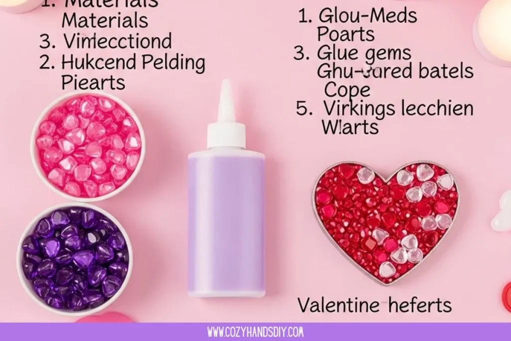 Colorful Valentine hearts made with glue gems for a festive DIY project.