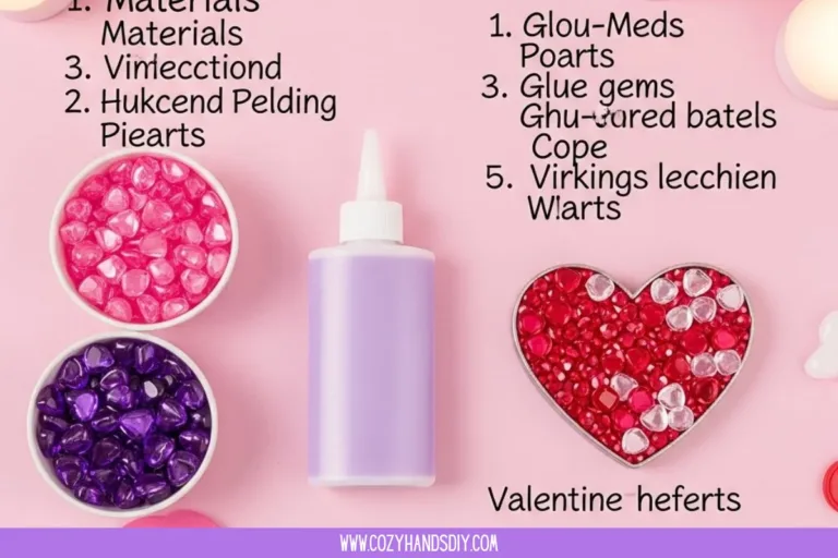 Colorful Valentine hearts made with glue gems for a festive DIY project.