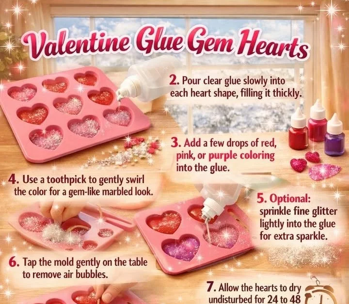 How To Make Valentine Glue Gem Hearts 5 Valentine Glue Gem Hearts