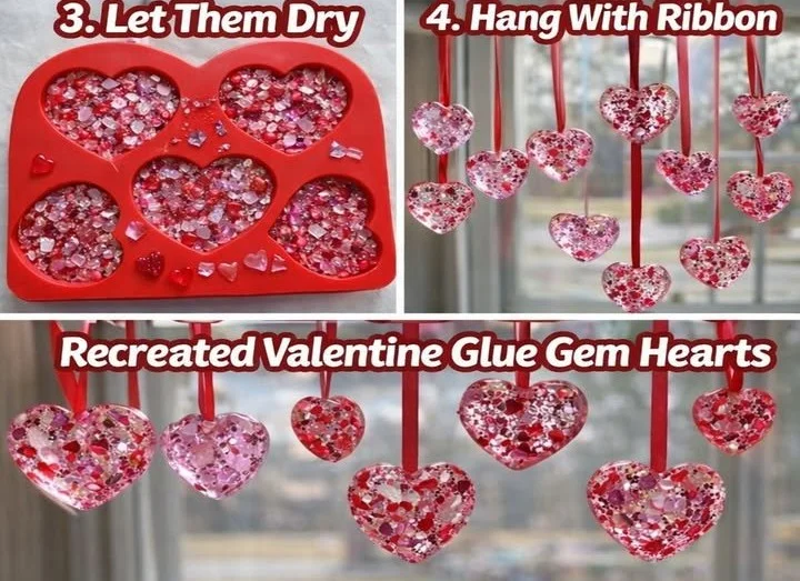 Valentine Glue Gem Hearts 5 Valentine Glue Gem Hearts