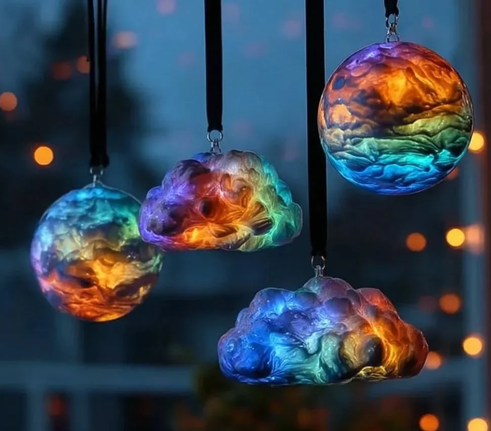 Baking Soda Colorful Cloud Ornaments