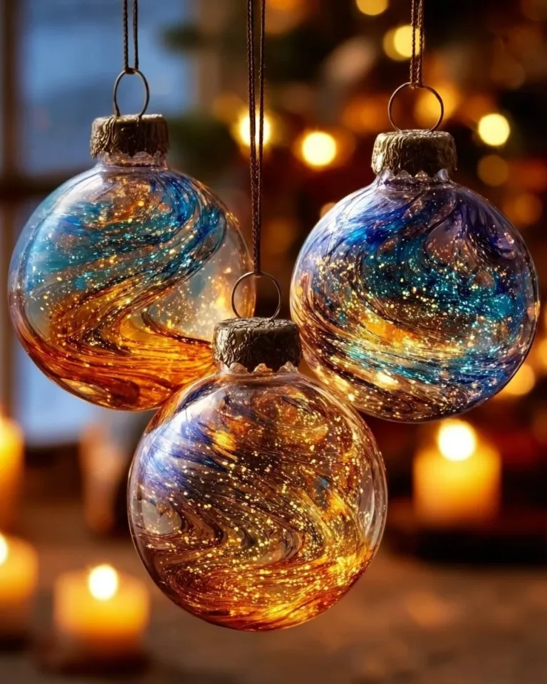 Beautifully crafted Baking Soda Galaxy Ornaments in various colors.