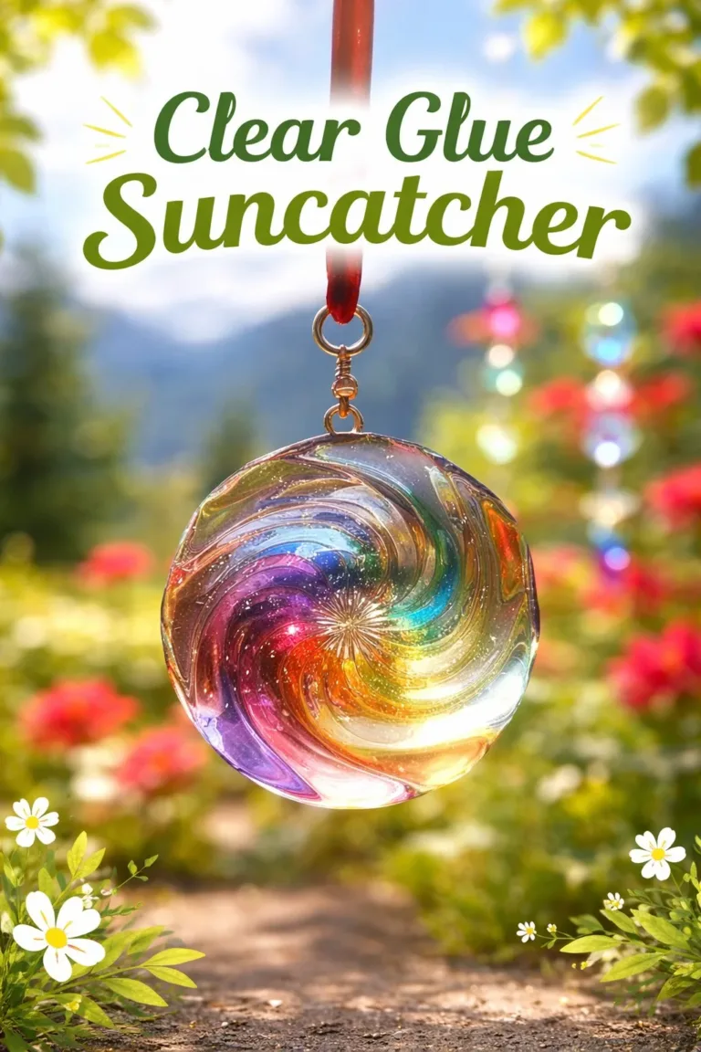 DIY suncatcher project made with clear glue