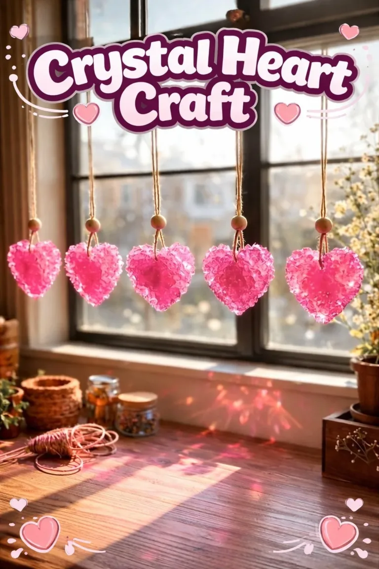 Handcrafted crystal heart decoration showcasing creativity and craftsmanship.
