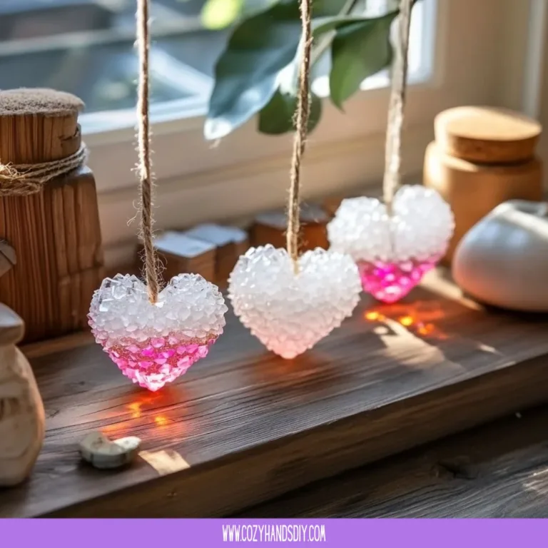 Handcrafted crystal heart decoration showcasing creativity and craftsmanship.
