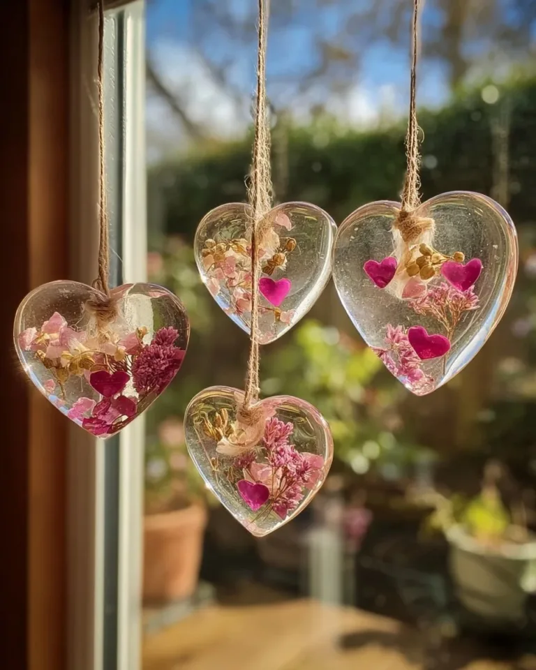 Colorful DIY bioplastic suncatchers glowing in sunlight.