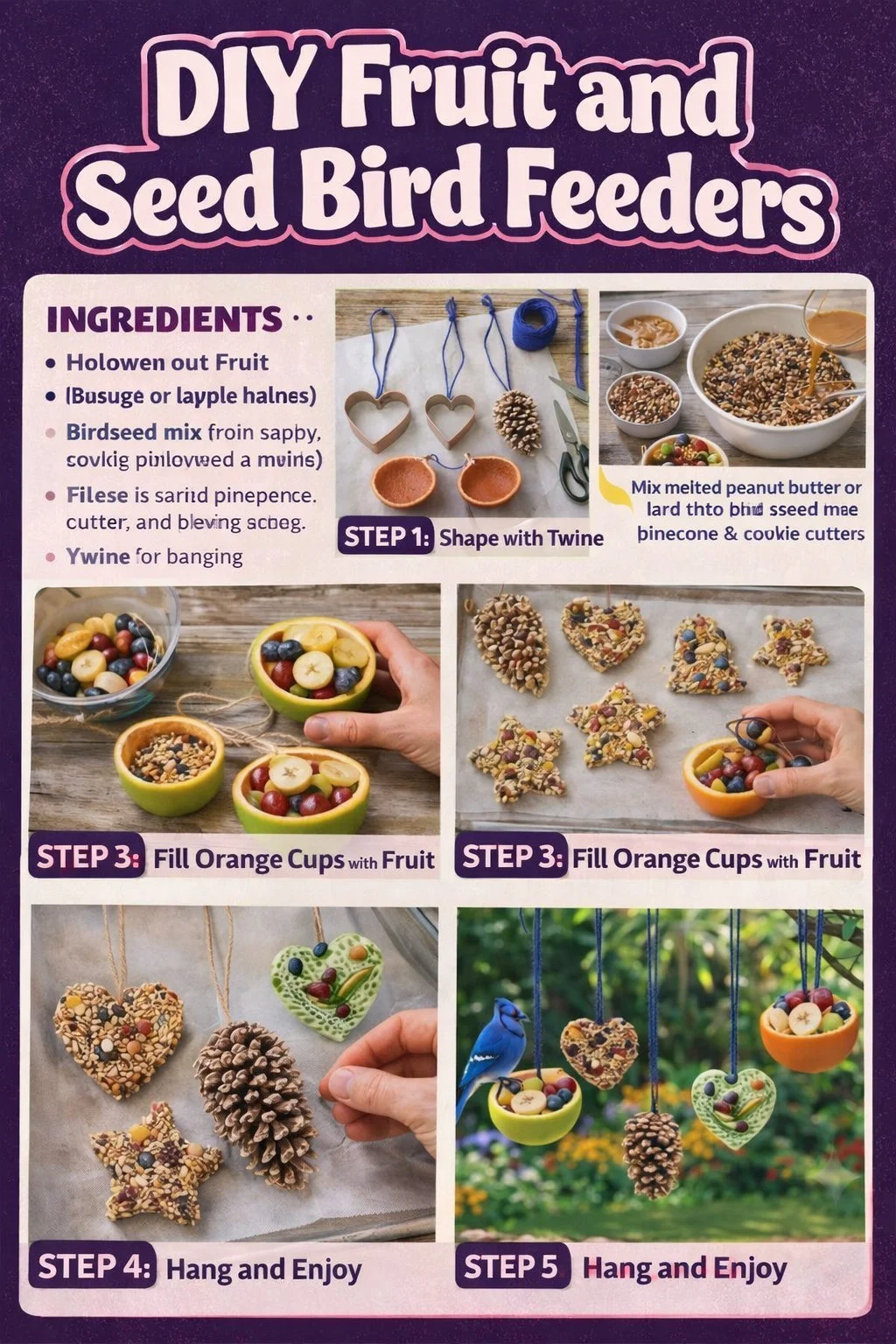 DIY Fruit and Seed Bird Feeders