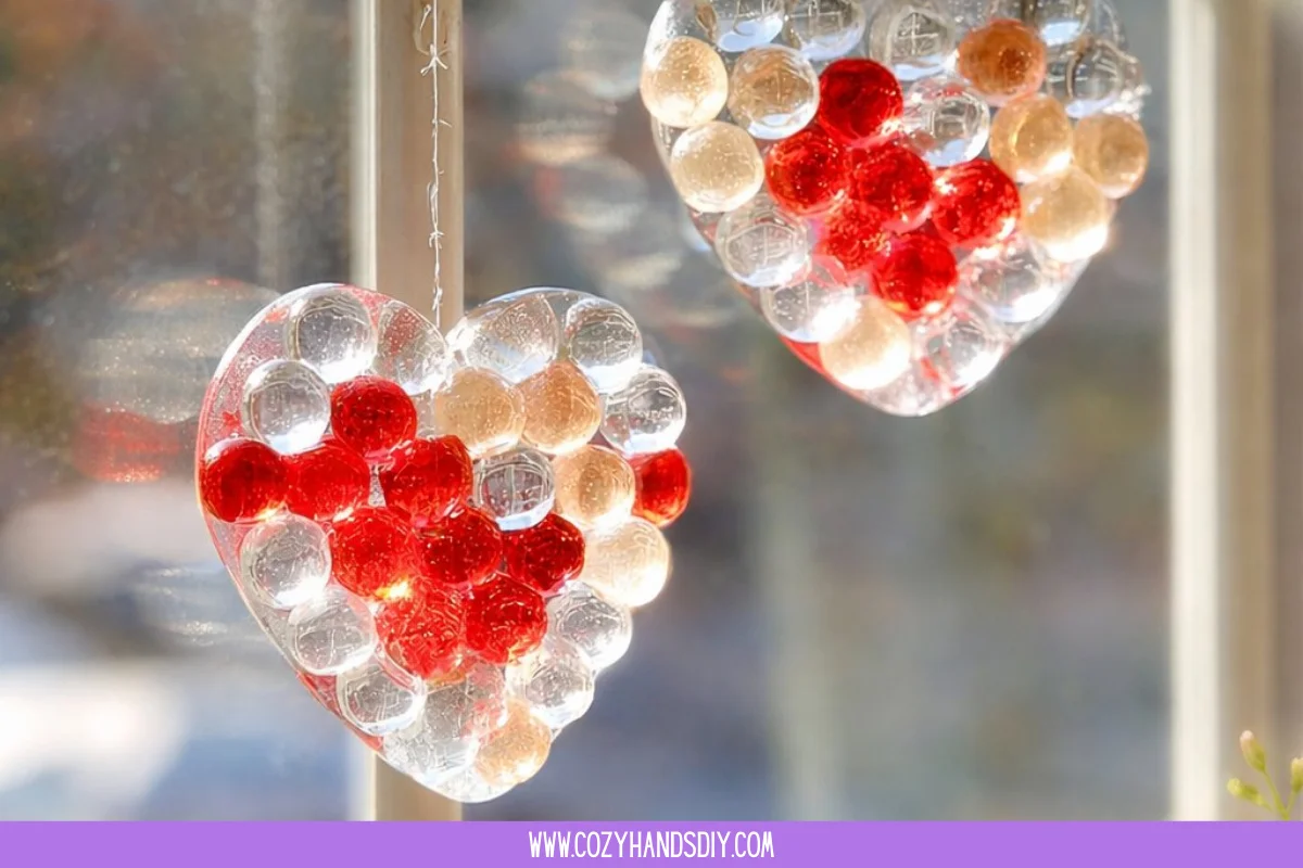 DIY Glass Bead Heart Suncatcher