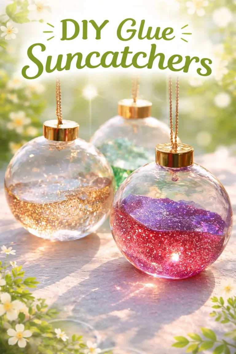 Colorful DIY glue suncatchers made with vibrant designs and patterns.