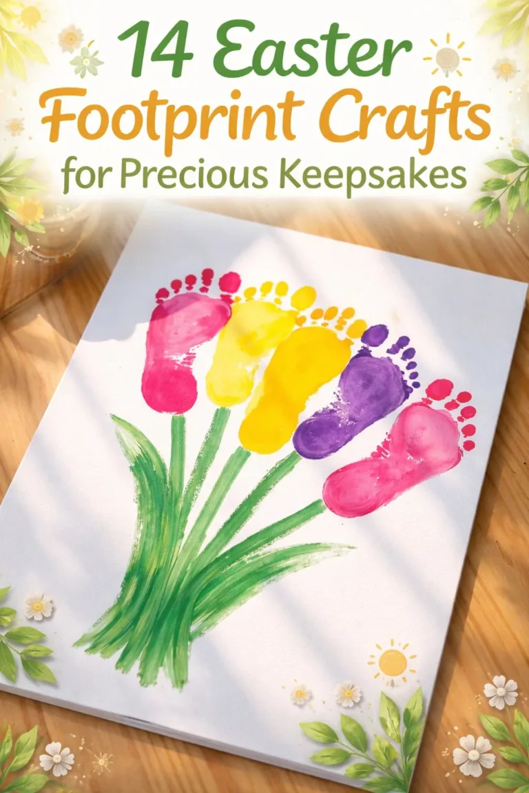 Easter Footprint Keepsakes showcasing colorful prints of children's feet