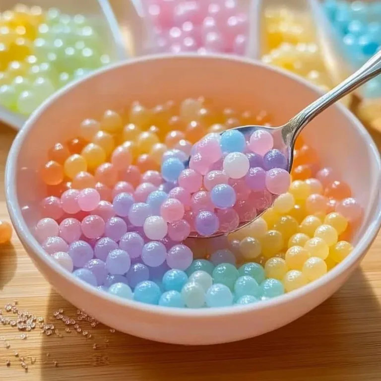 Colorful edible water beads in a bowl ready for use