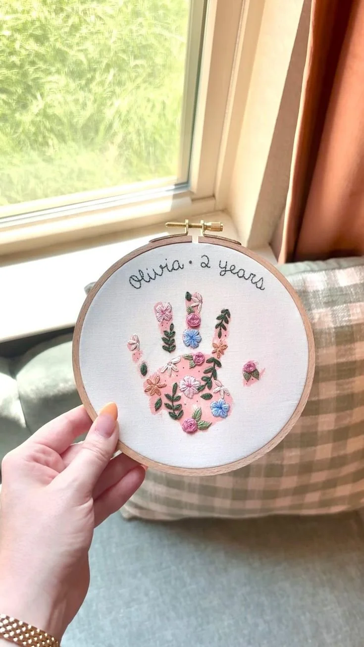 Embroidered Handprint Keepsake