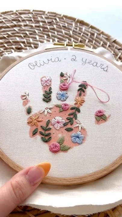 Embroidered Handprint Mother’s Day Craft