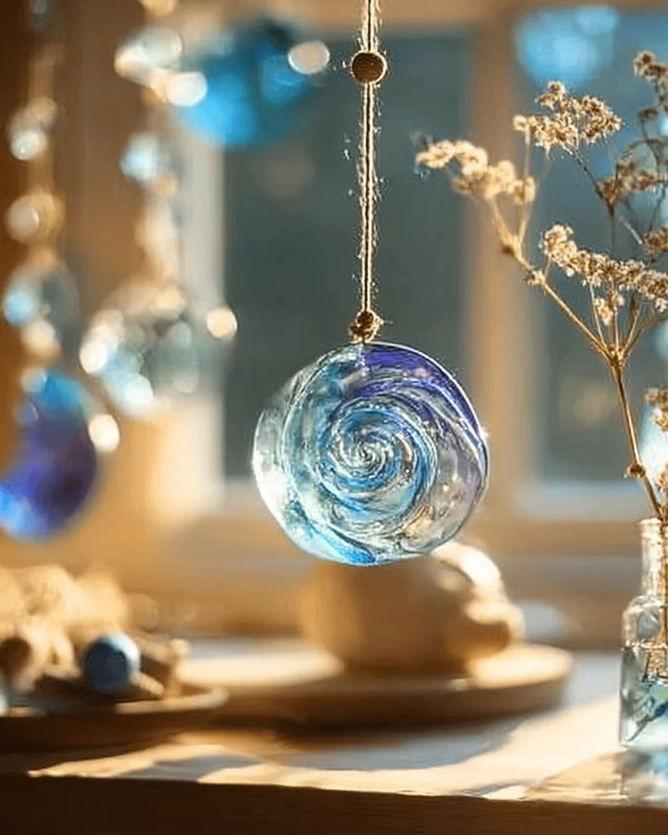 Enchanting Crayon Suncatchers – Blue Hues That Captivate Light