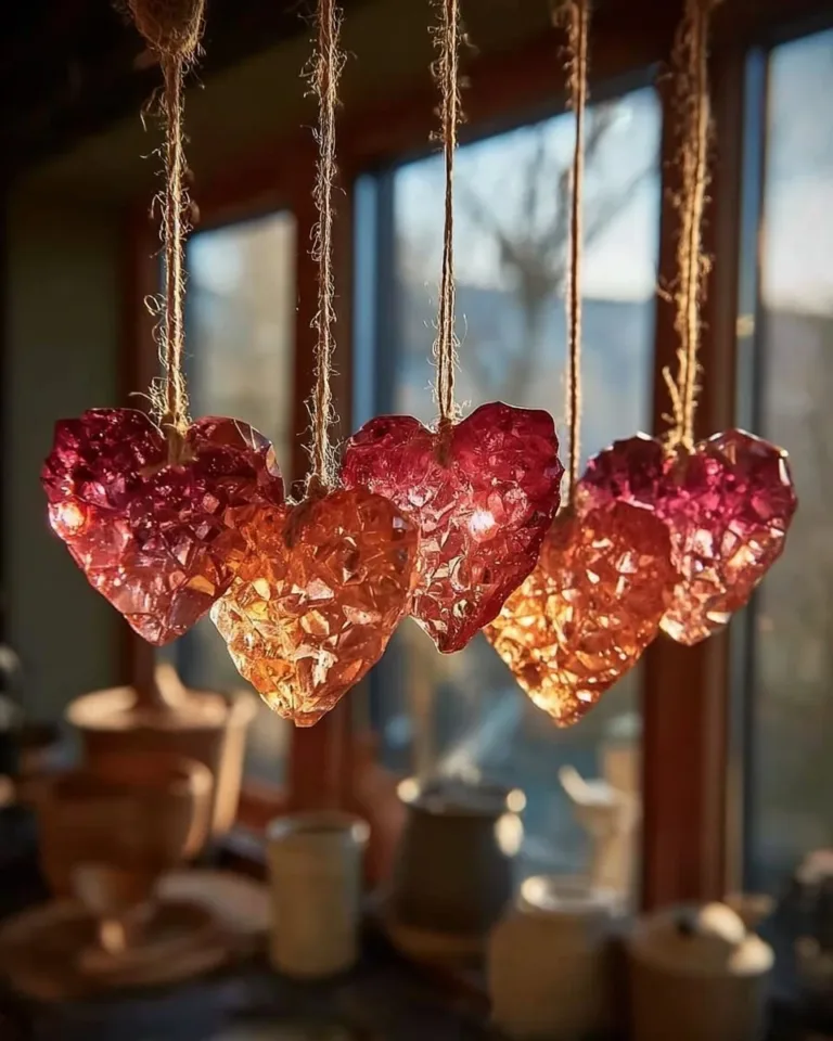 Beautifully grown crystal ornaments showcased in various colors and shapes.