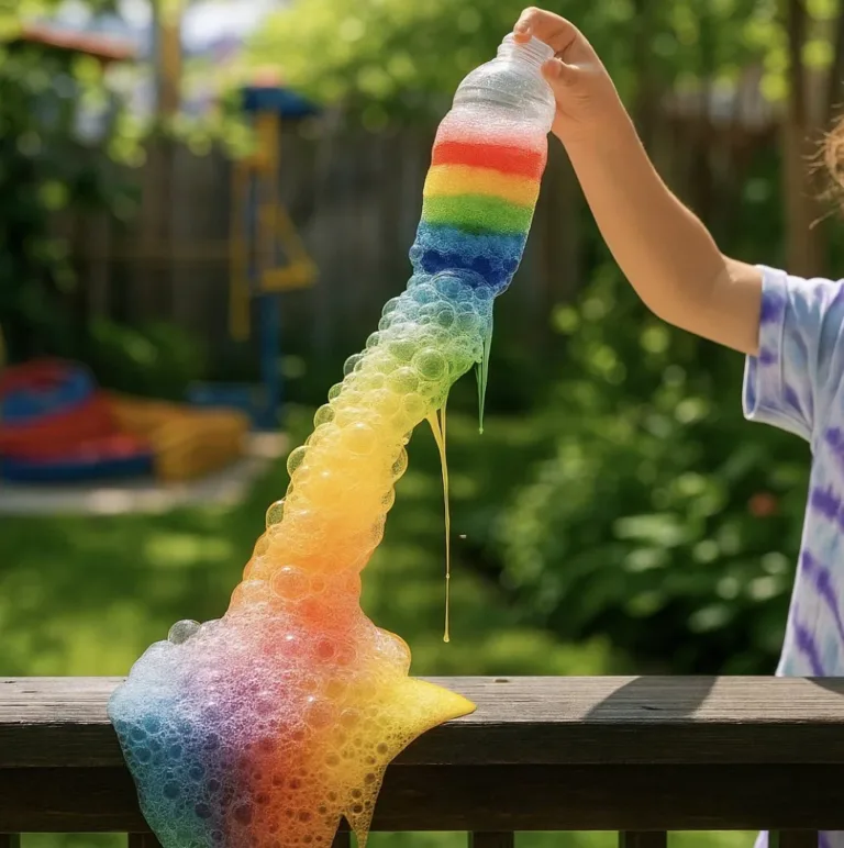 Children enjoying a fun bubble snake craft activity with colorful bubbles