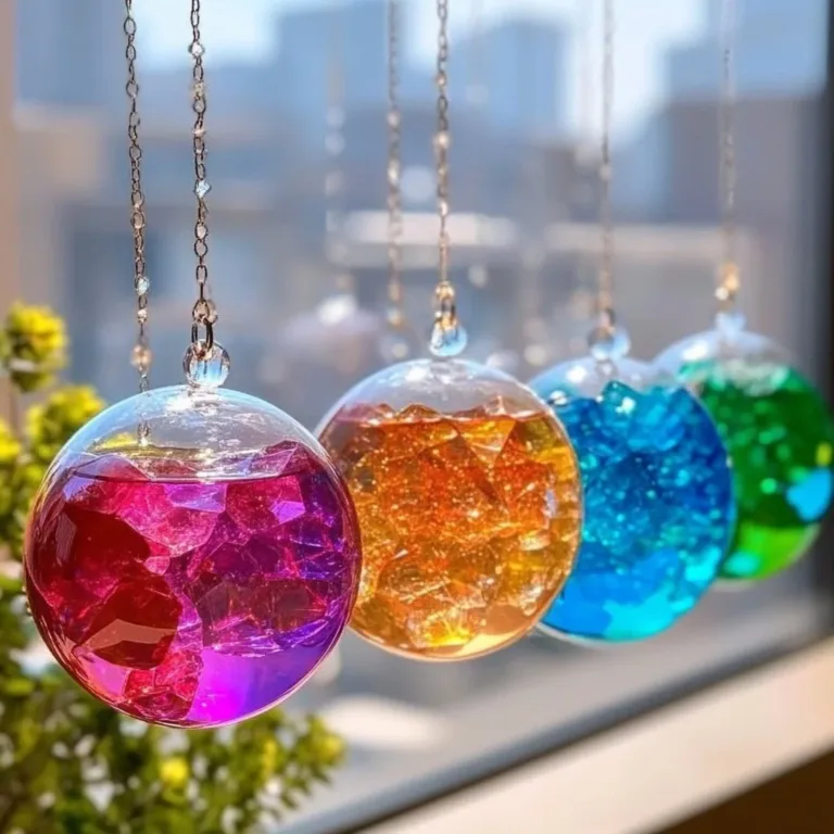 Colorful Lava Lamp Style Suncatcher casting vibrant light patterns.