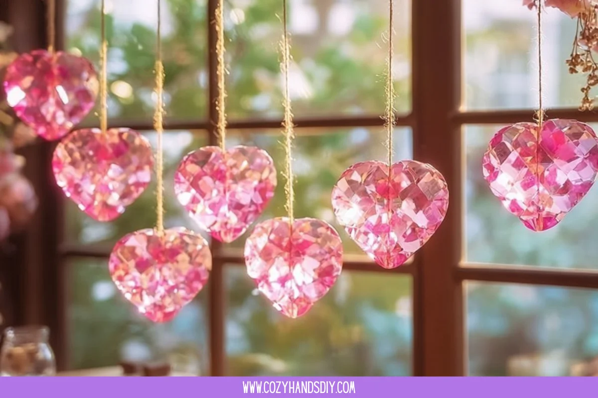 Pink Crystal Heart Ornaments