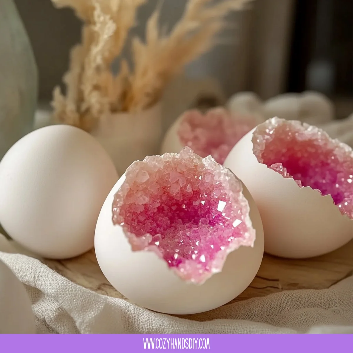 Pink Eggshell Crystal Geodes 3 Pink Eggshell Crystal Geodes