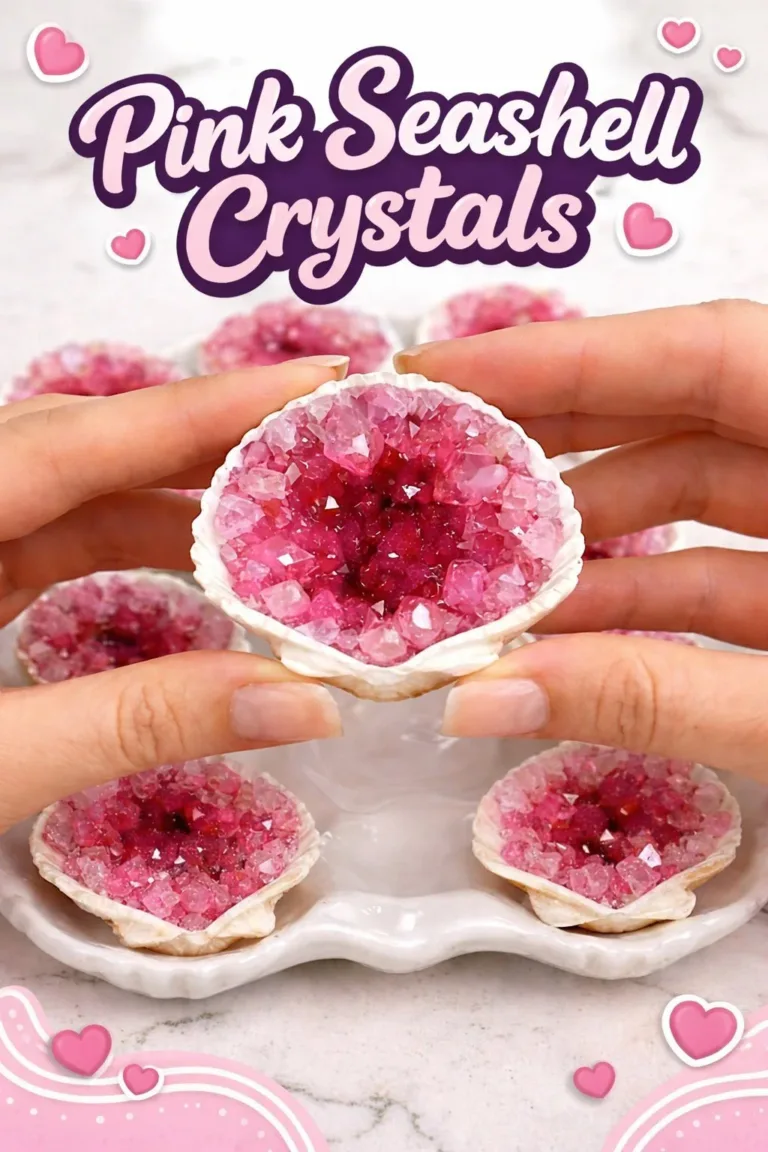 Close-up of beautiful Pink Seashell Crystals with natural textures and colors