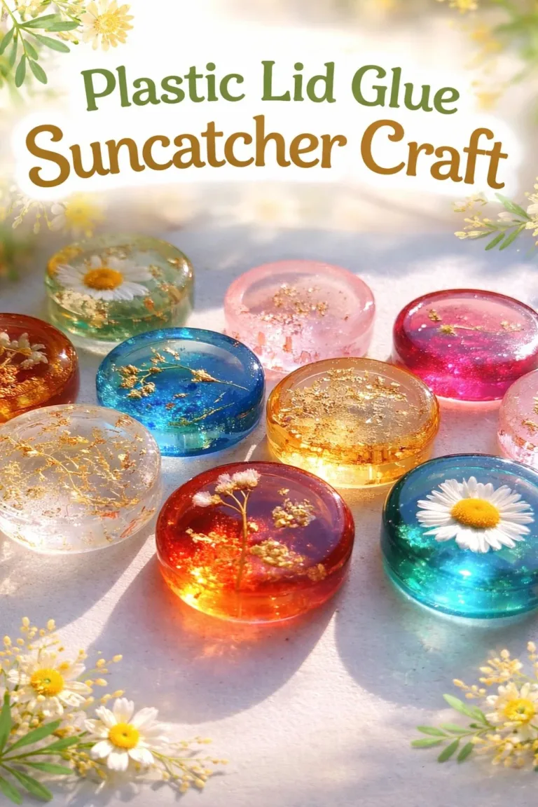Colorful plastic lid suncatcher craft project for home decoration