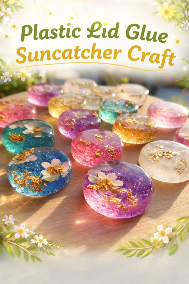 Plastic lid glue Suncatcher Craft showcasing colorful designs
