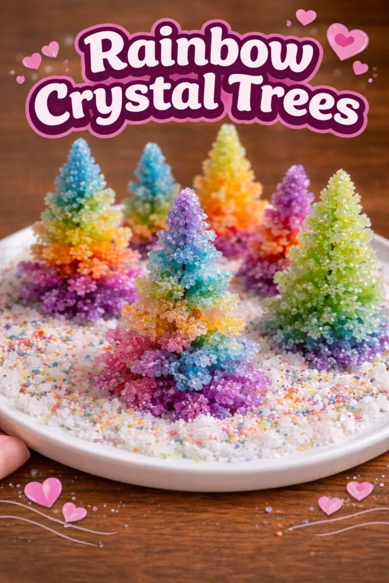Vibrant Rainbow Crystal Trees showcasing natural beauty and colorful artistry.