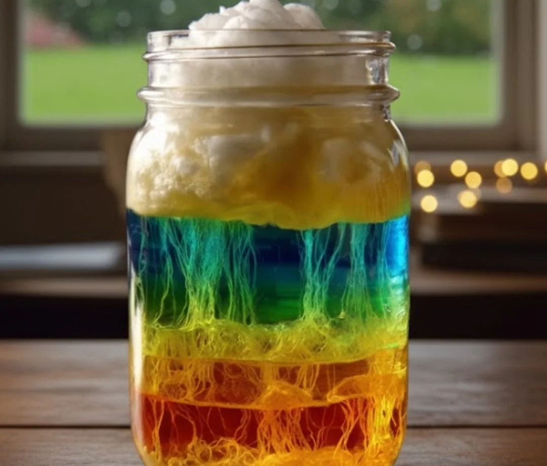 Rainbow Rain Cloud in a Jar