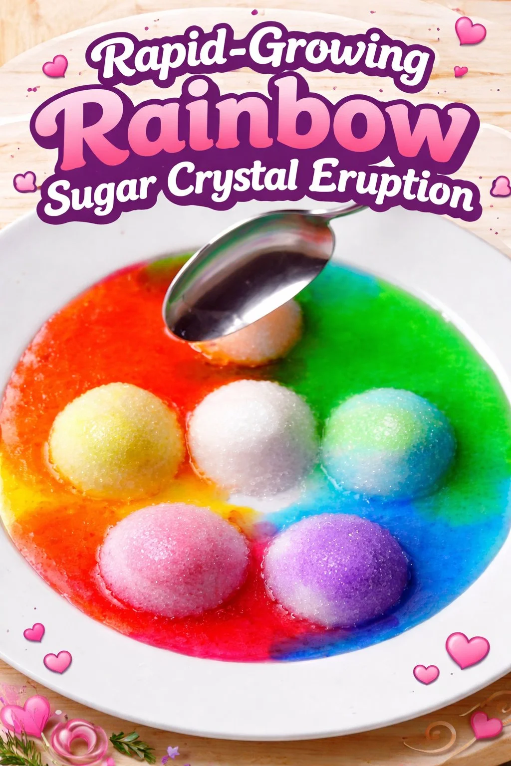 Rapid-Growing Rainbow Sugar Crystal Eruption