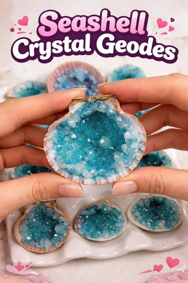 Stunning Seashell Crystal Geodes showcasing natural beauty and sparkle.