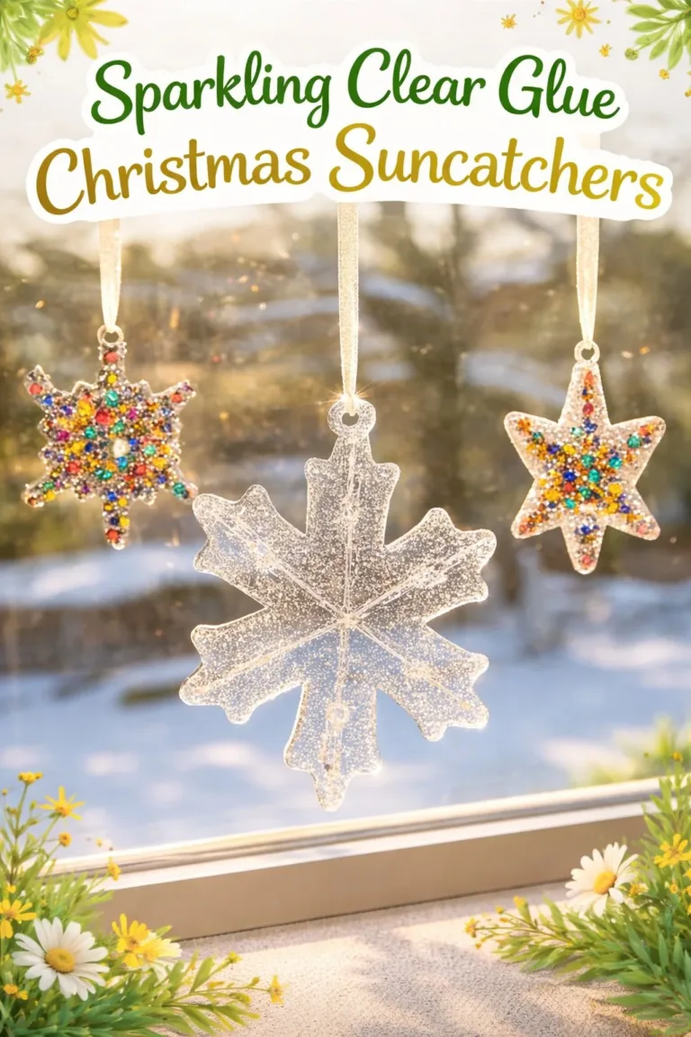 Beautiful Christmas suncatchers made with sparkling clear glue