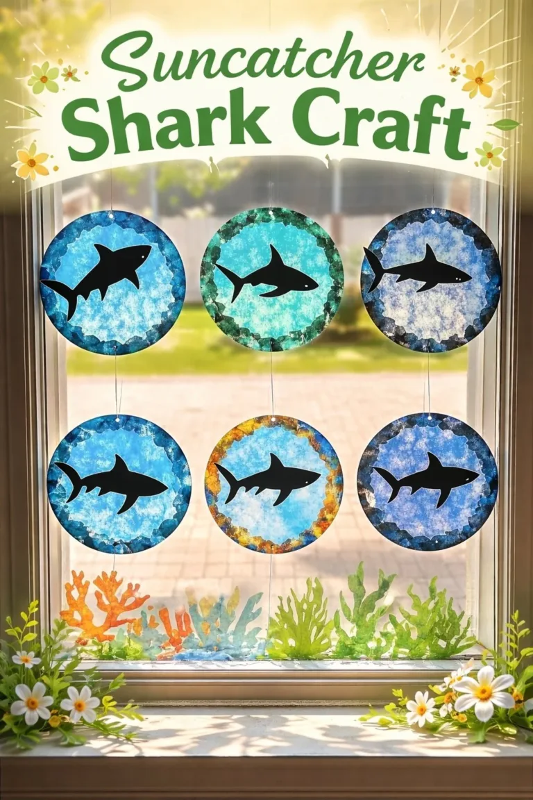 Home 26 DIY Suncatcher Shark craft project for home decor and children's activities