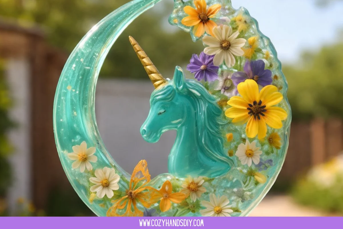Teal Moon & Unicorn Resin Suncatcher 7 Teal Moon & Unicorn Resin Suncatcher