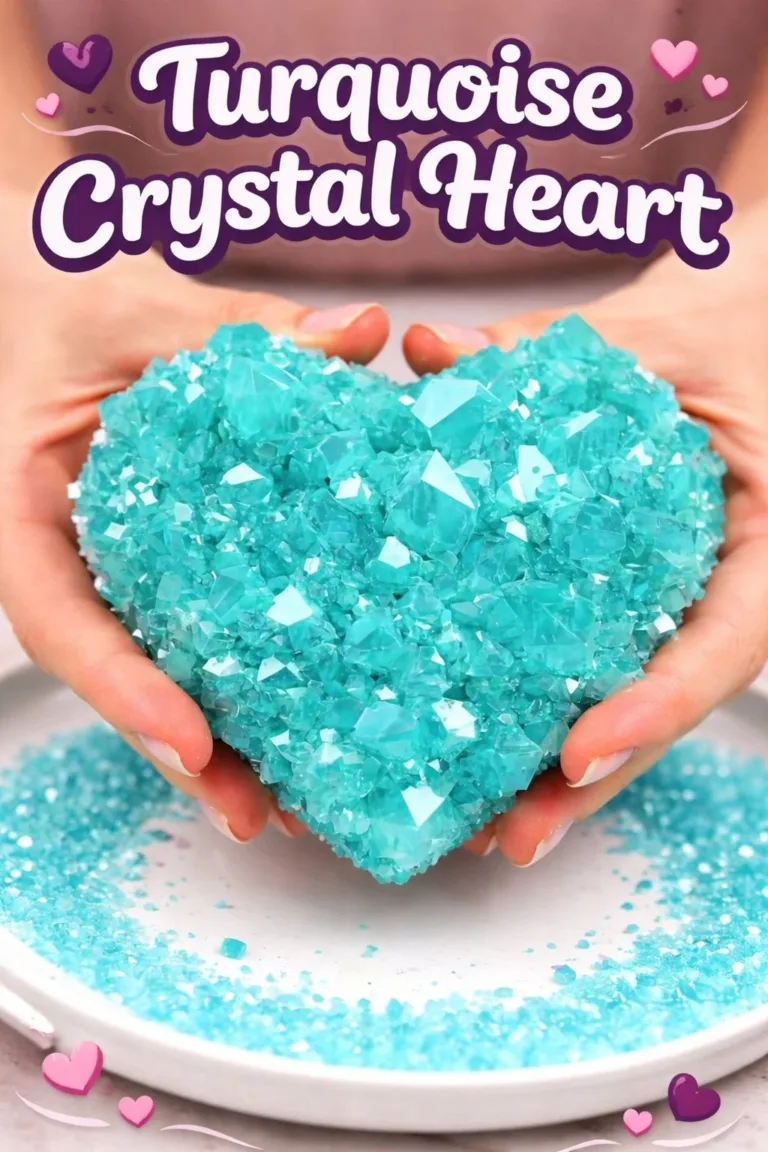 Turquoise crystal heart showcasing vibrant blue hues and natural beauty.