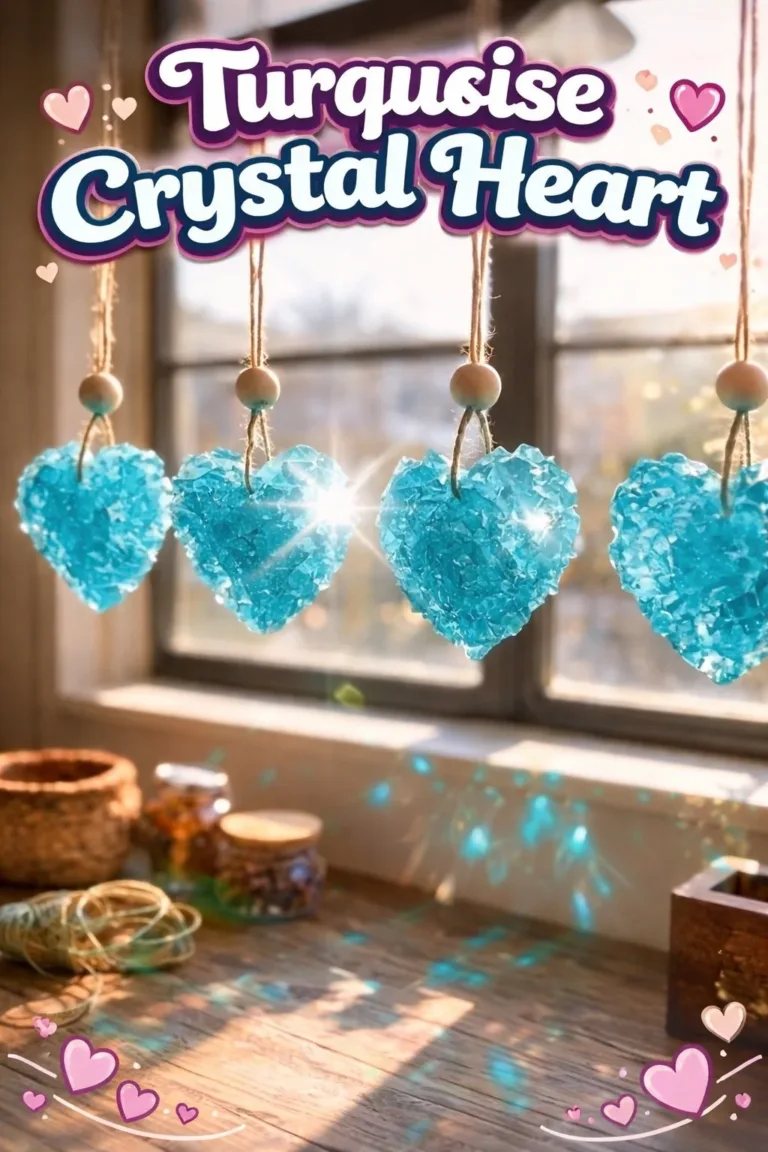 Turquoise crystal heart showcasing vibrant blue-green hues and unique patterns.