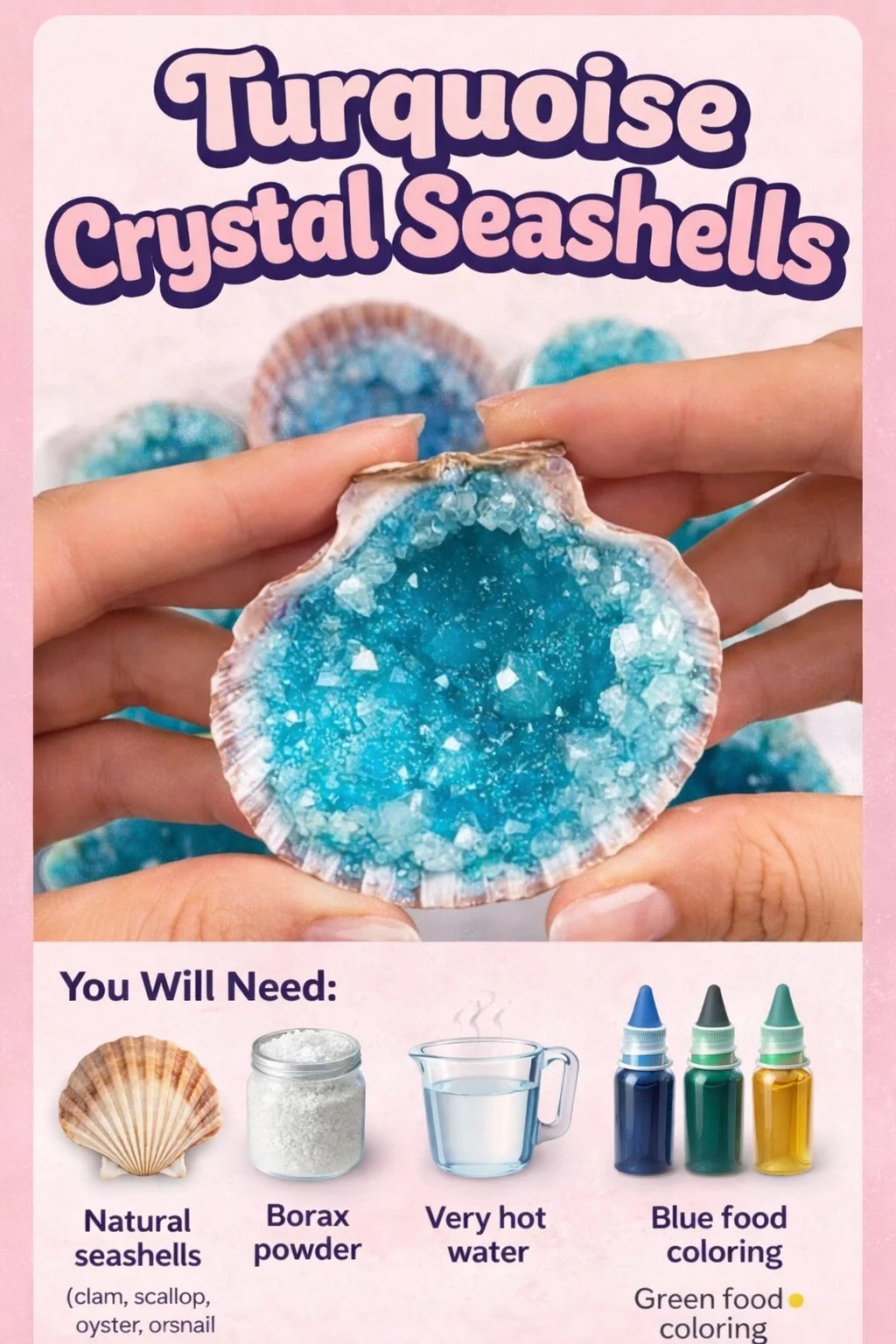 Turquoise Crystal Seashells