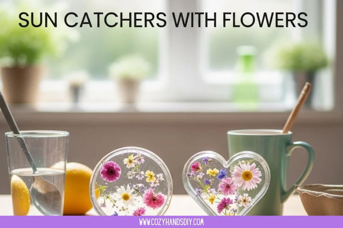Beautiful Bioplastic Suncatchers with Natural Flowers