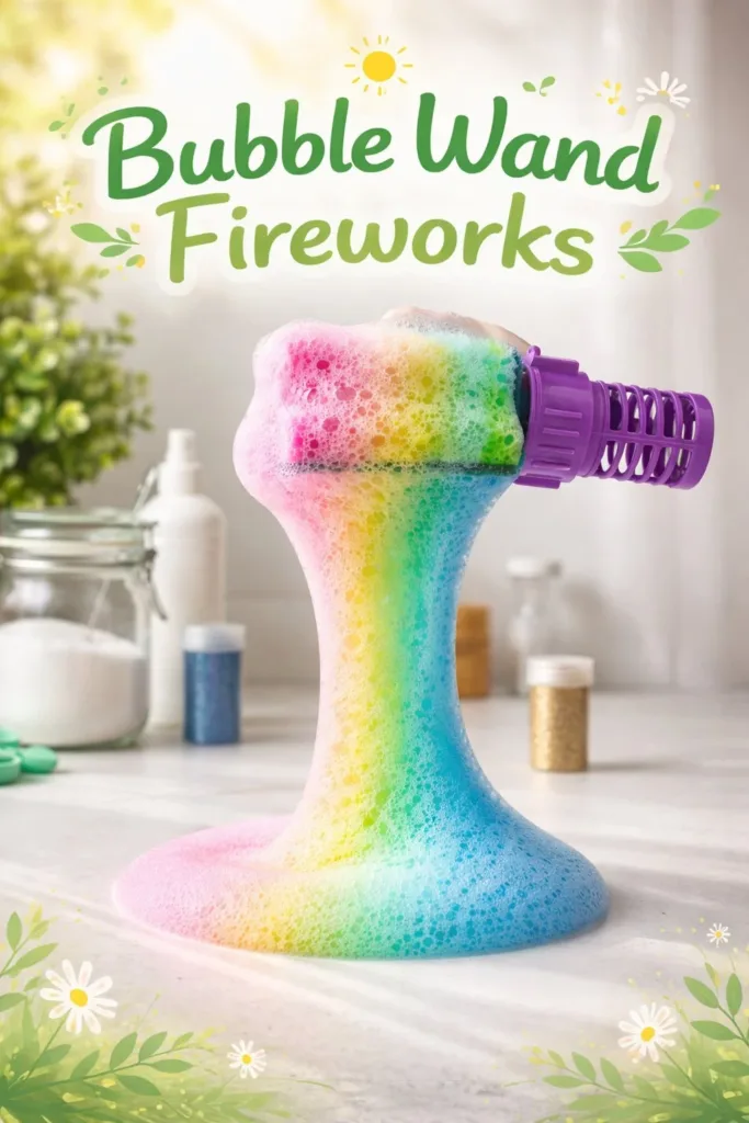 A beautiful display of Bubble Wand fireworks illuminating the night sky.