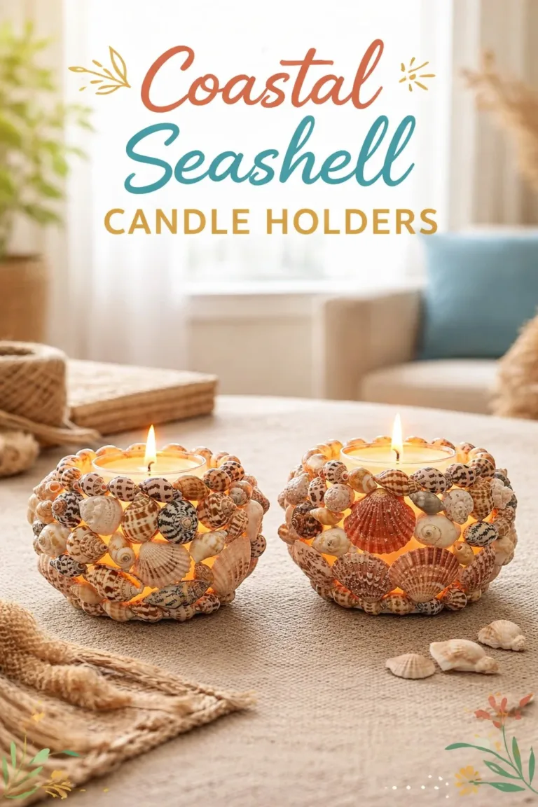 Coastal seashell candle holders for beach-themed decorations