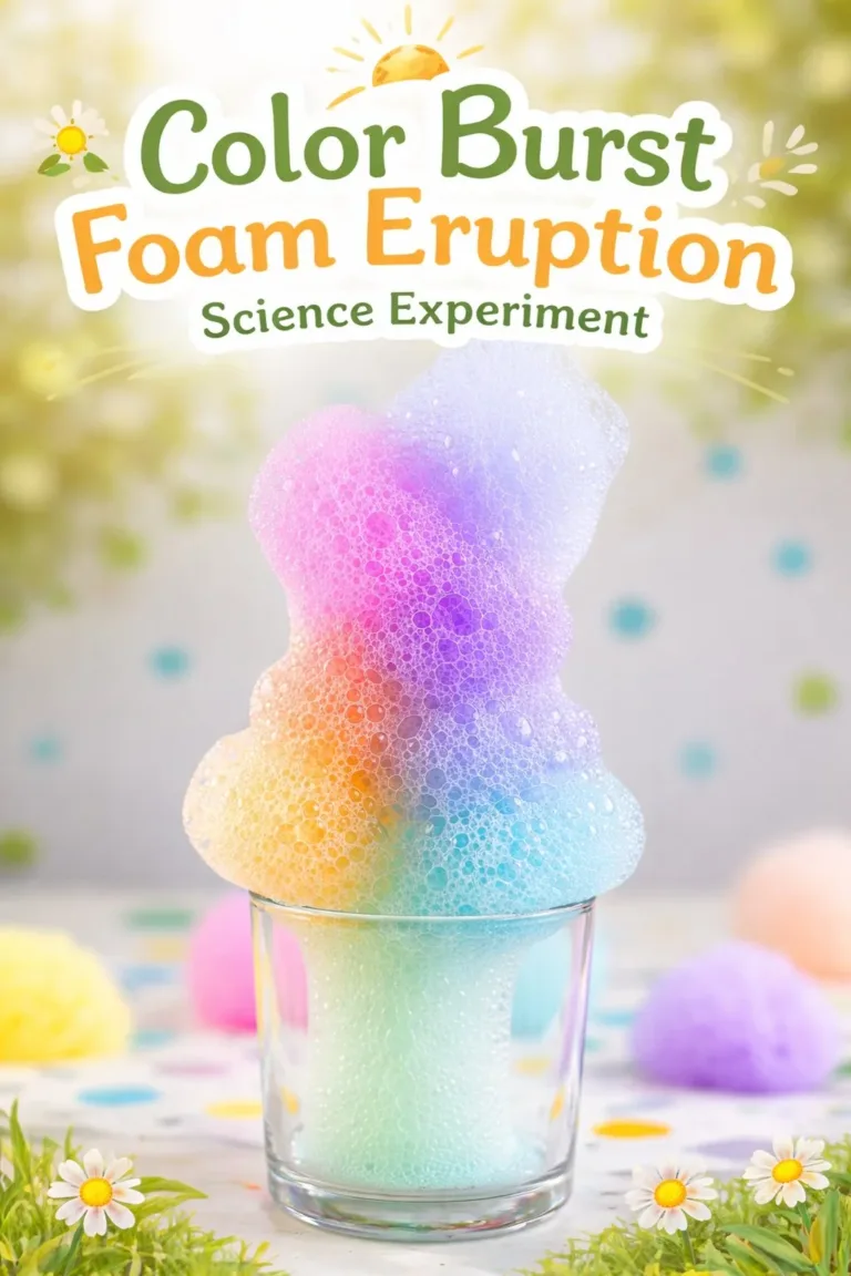 Color Burst Foam Eruption science experiment showing vibrant foam eruption